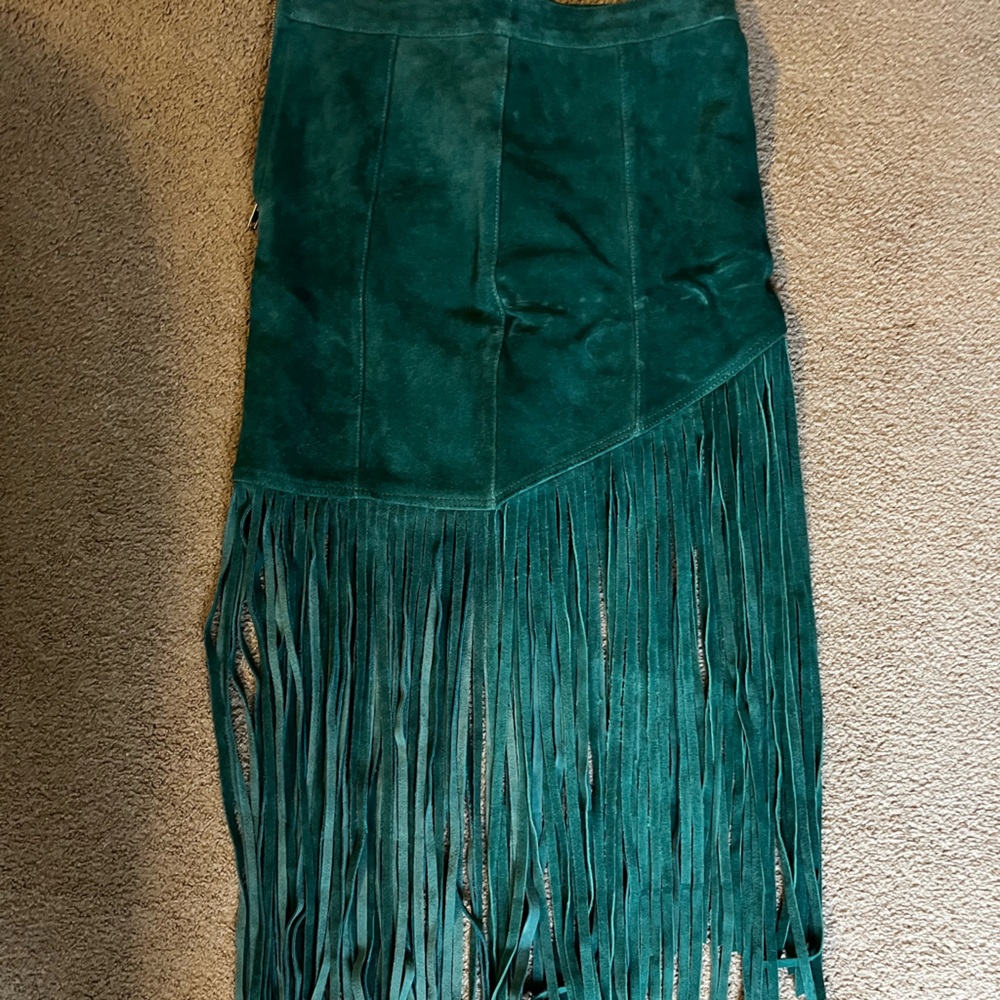 Free People Teal Fringe Skirt